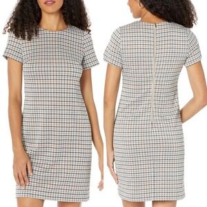 Calvin Klein Plaid Sheath Dress Houndstooth Ponte Size 6